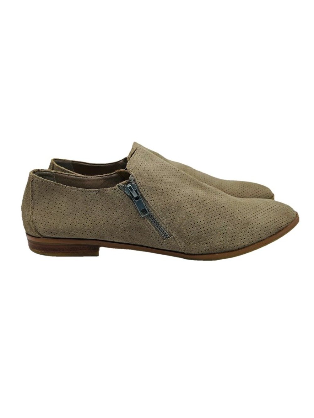 Crown Vintage Shoes Womens 9.5 M Brown Suede Leather Cruz Zip Perforated Comfort